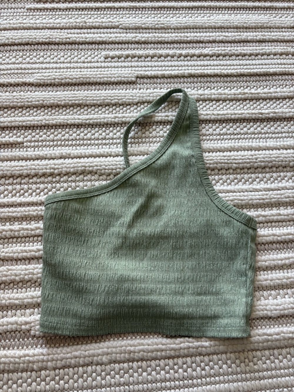 American Eagle Outfitters One-Shoulder Ribbed Crop Top - Sage